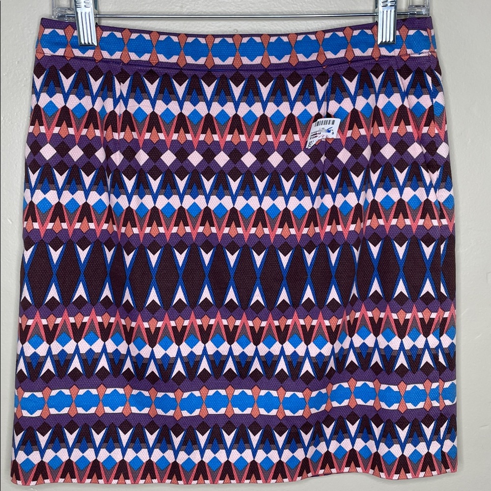 J CREW Mini Skirt SALON GEMSTONE Multi colored Geometric Pattern NWT 2